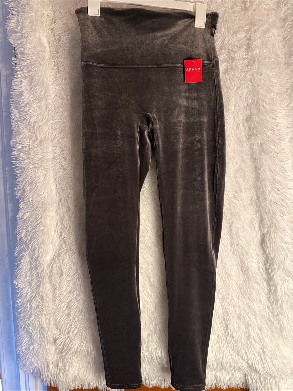 SPANX Velvet High-Waist Leggings - Charcoal Gray